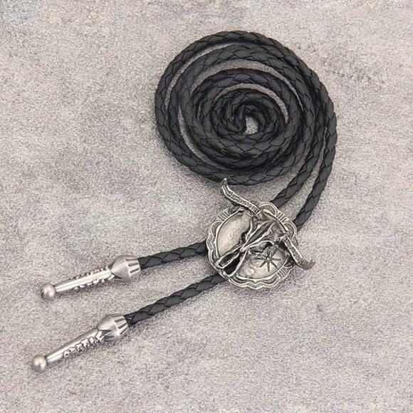 Native American Bolo Tie Rodeo Cowboy Leather - Picture 6 of 7